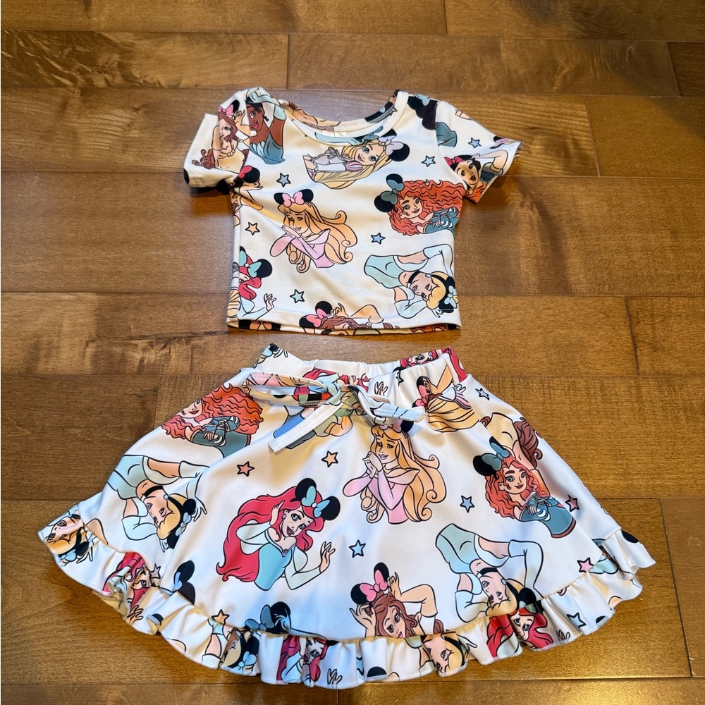 Disney Princess Print Top and Skirt Set